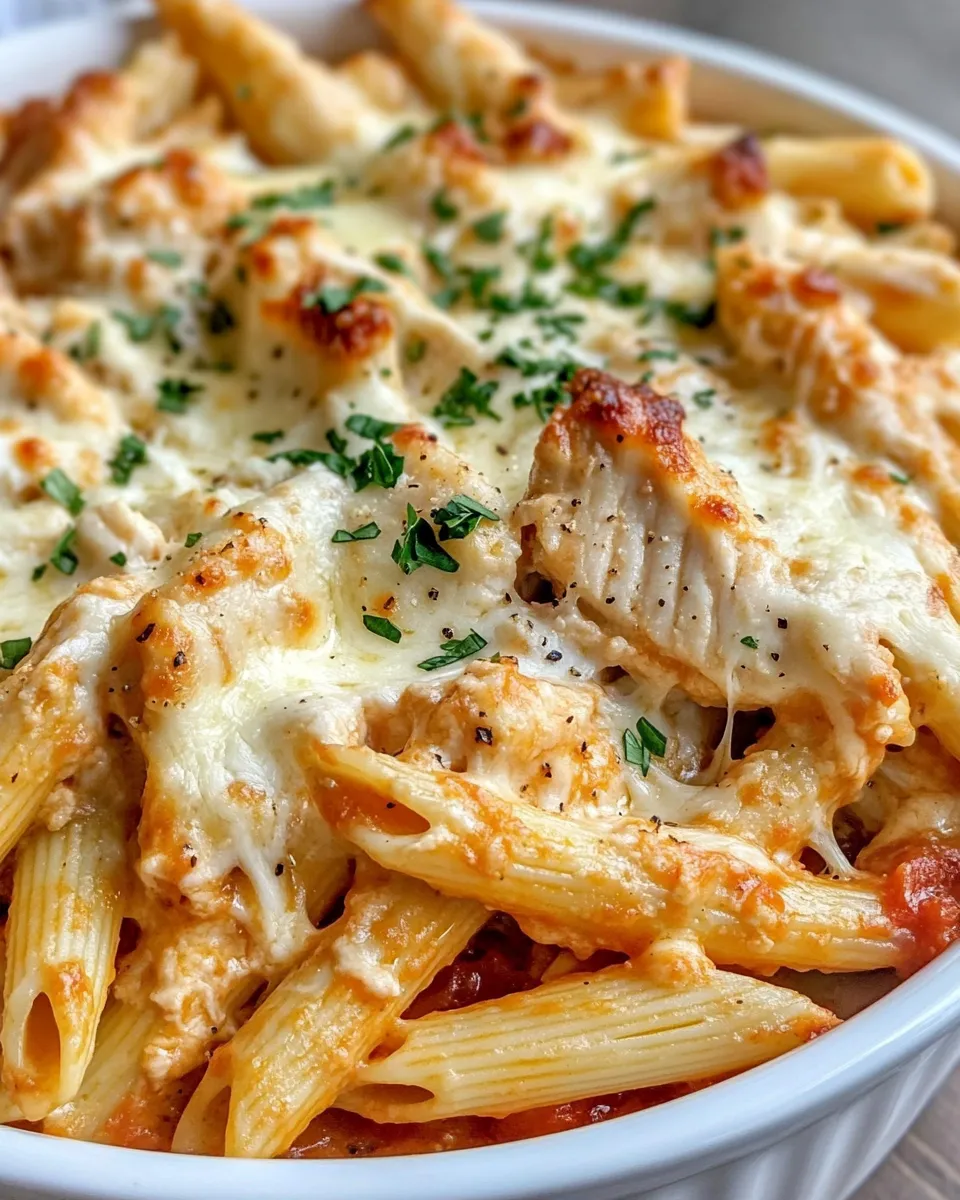 Classic Baked Three-Cheese Chicken Penne dish photo