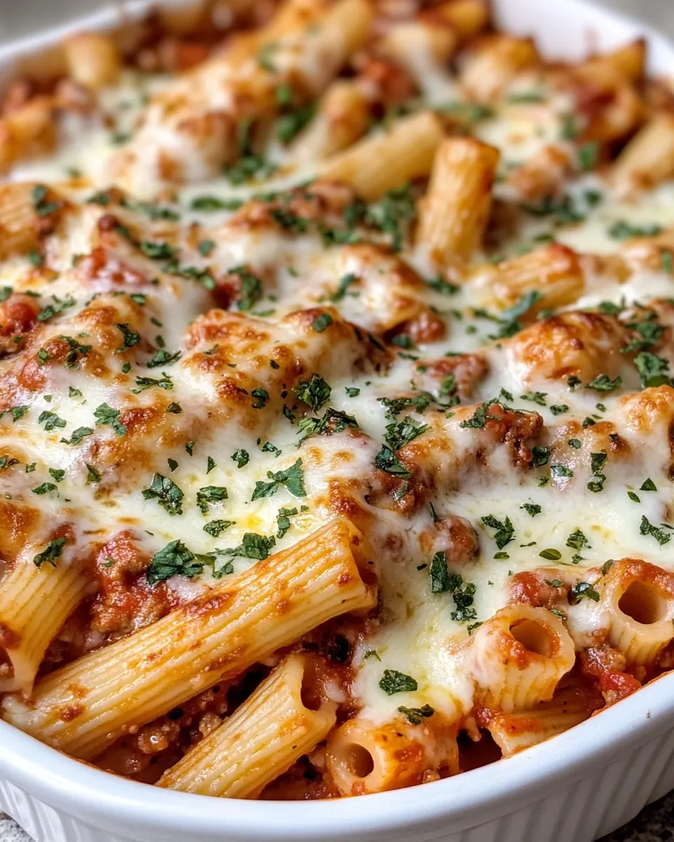 Easy Baked Ziti with Fire-Roasted Marinara food shot