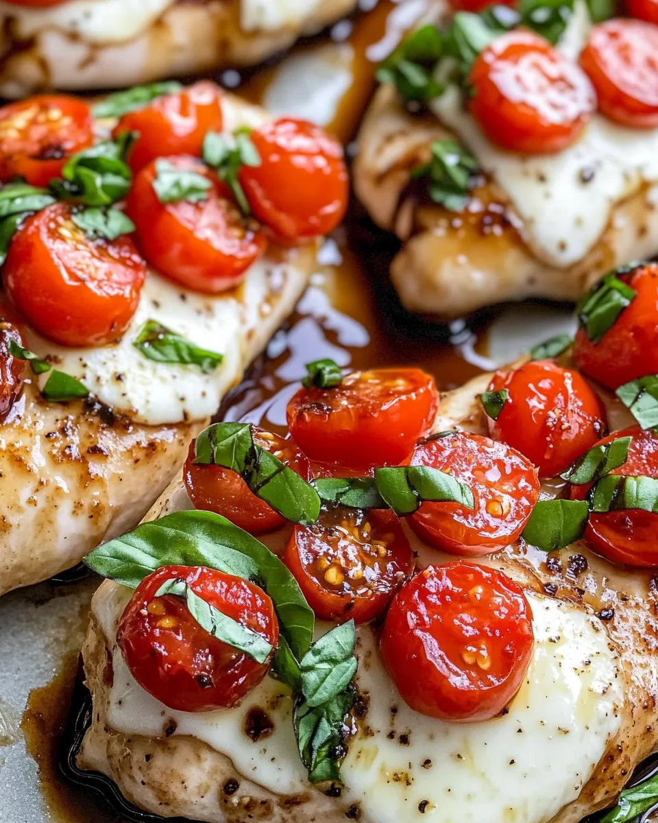 Easy Balsamic Caprese Chicken with Melty Mozzarella food shot