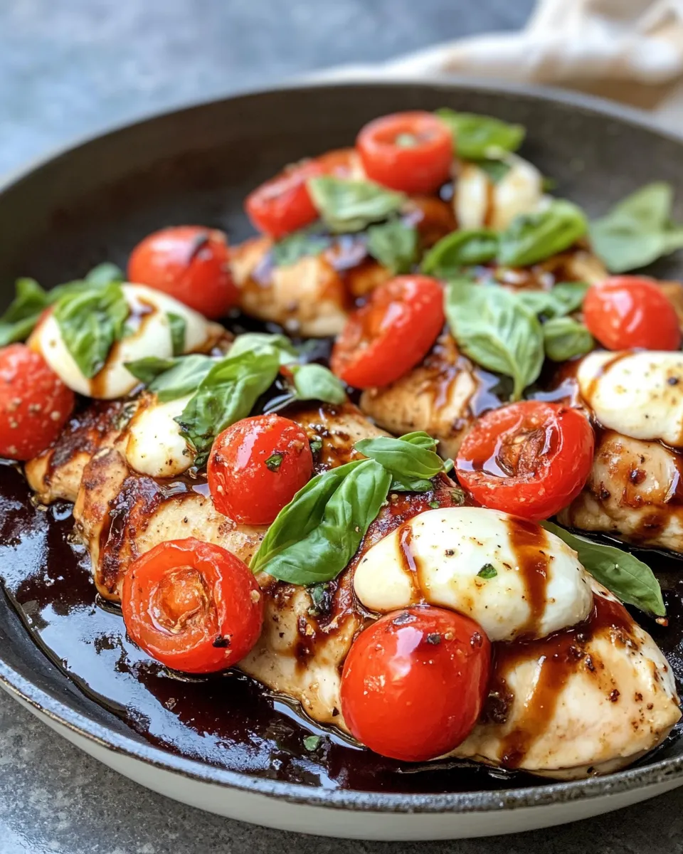 Delicious Balsamic Caprese Chicken with Melty Mozzarella plate image