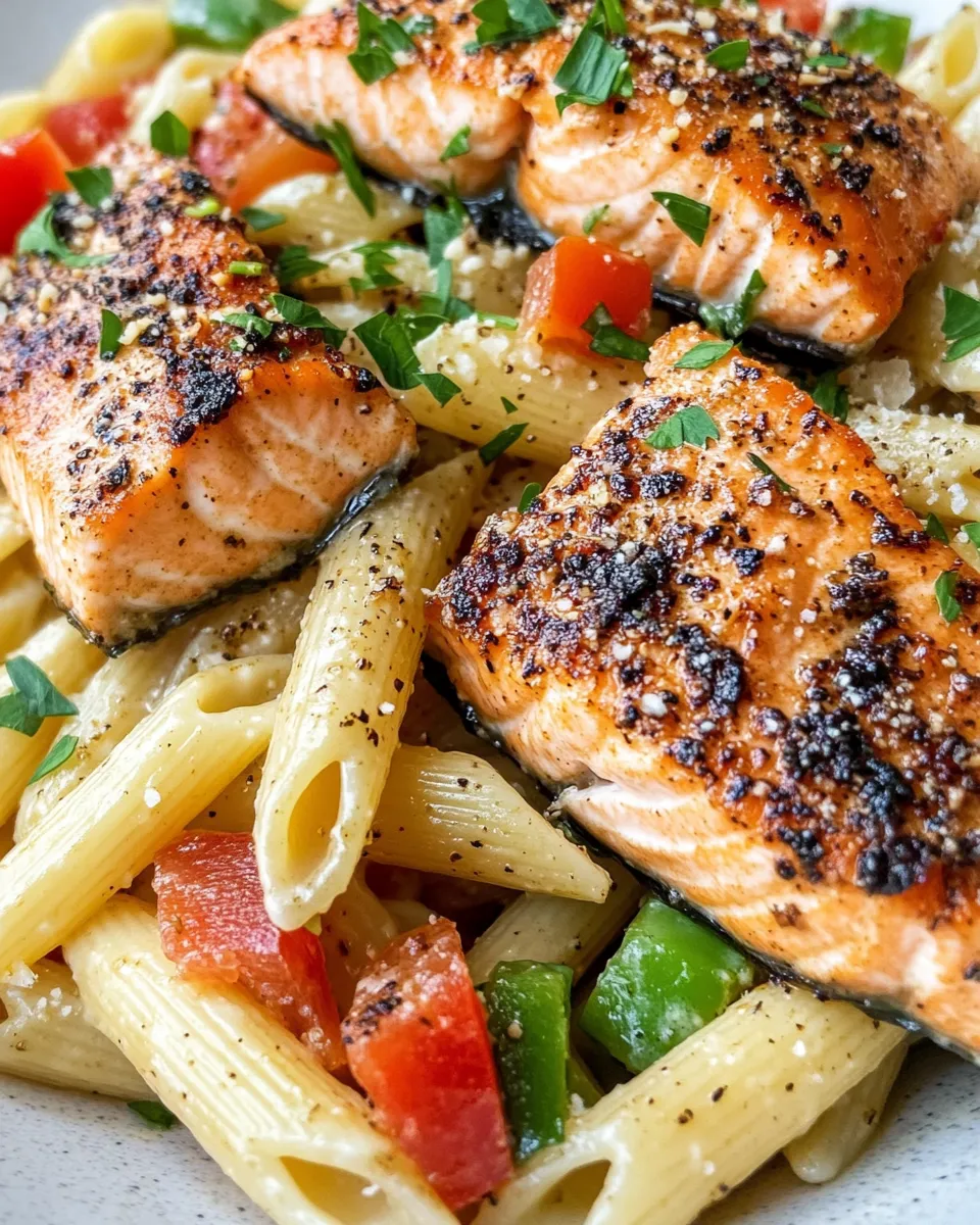 Homemade Blackened Salmon Cajun Penne recipe photo