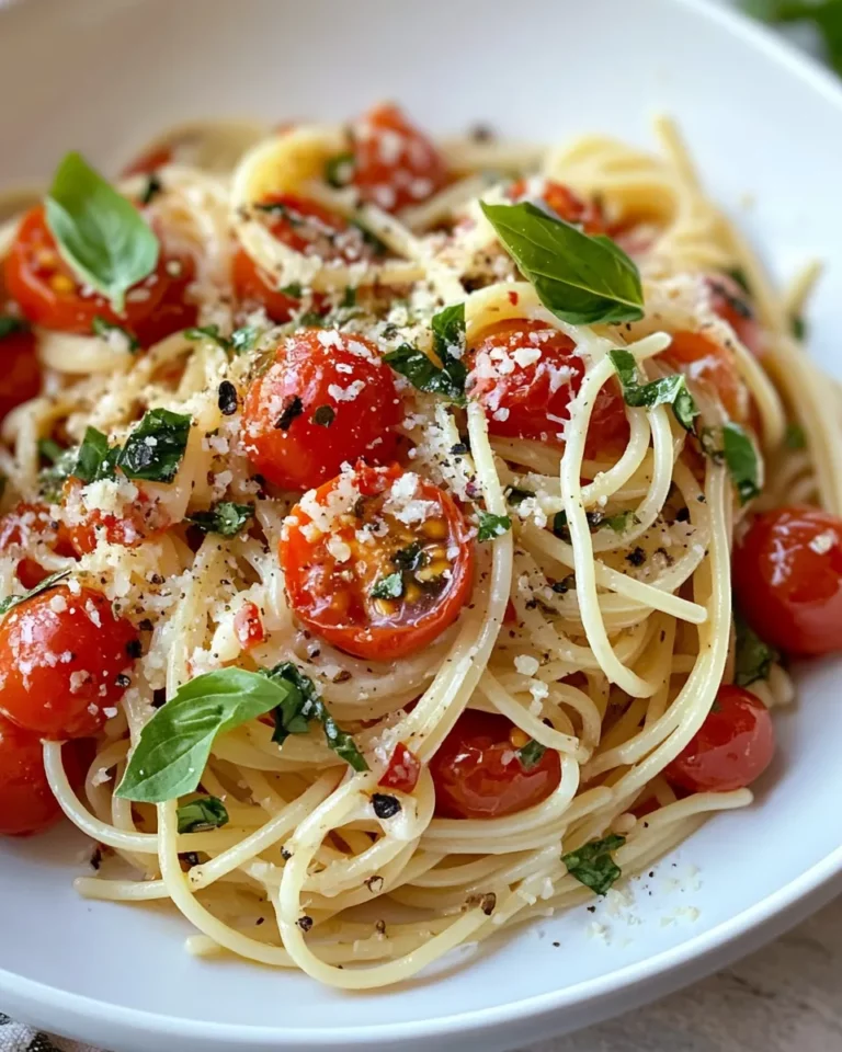 Homemade Blistered Cherry Tomato Basil Spaghetti photo