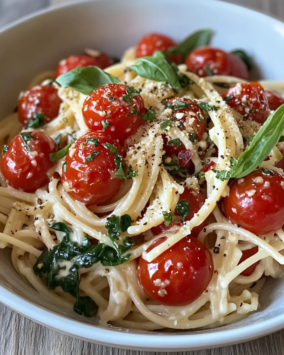 Classic Boursin Pasta with Burst Tomatoes dish photo