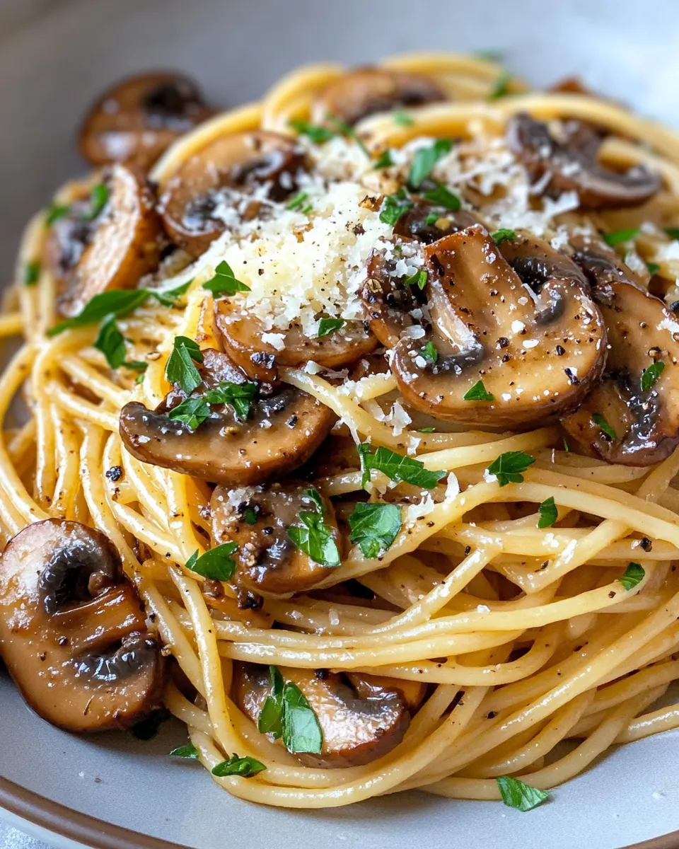 Easy Caramelized Mushroom Balsamic Spaghetti recipe photo
