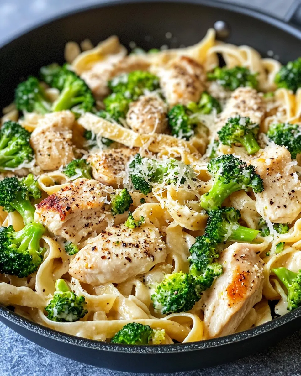 Easy Cheesy Chicken Broccoli Alfredo Pasta shot