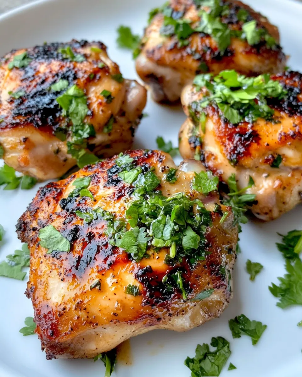 Delicious Chimichurri Chicken Thighs (Grill or Oven) food shot