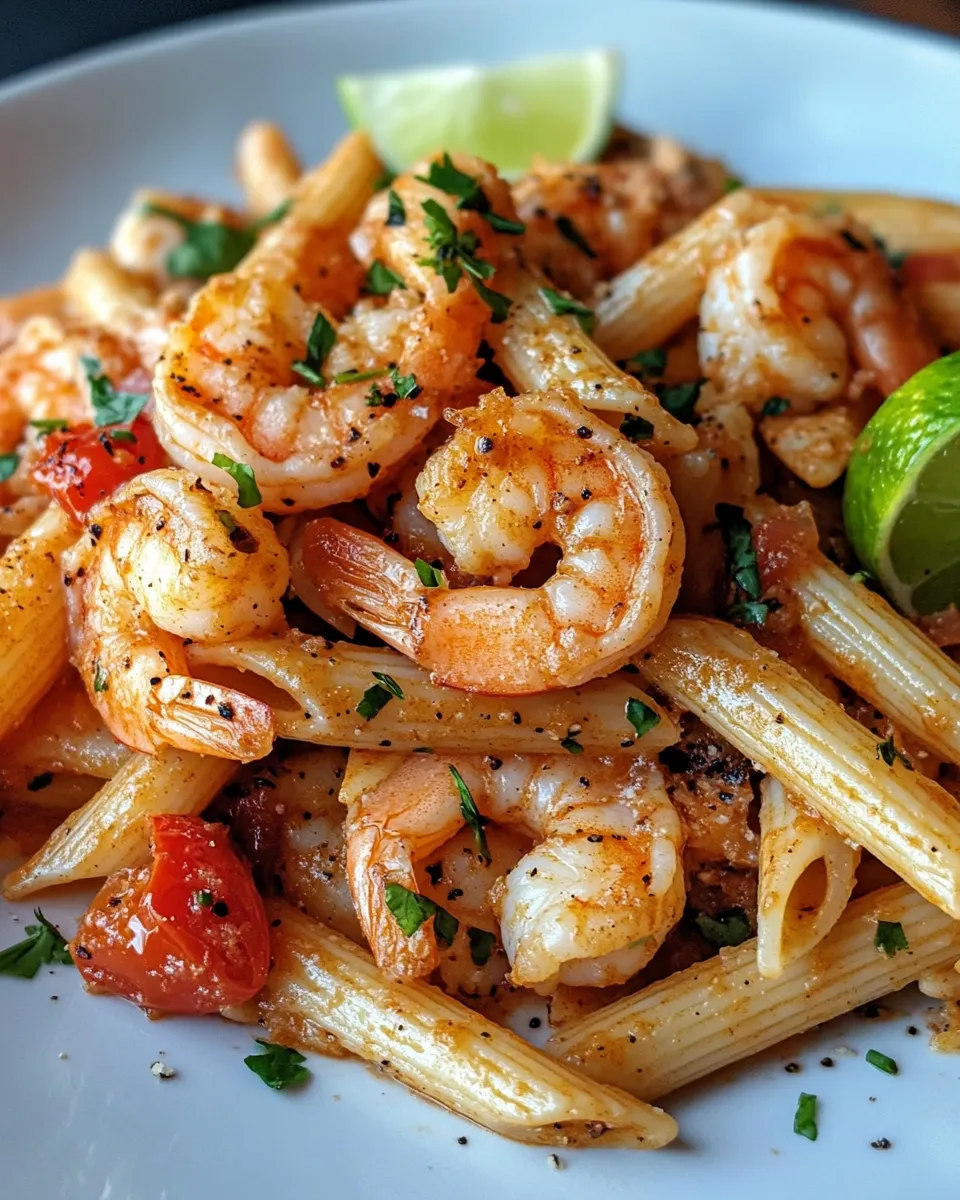 Easy Chipotle Lime Shrimp Penne food shot