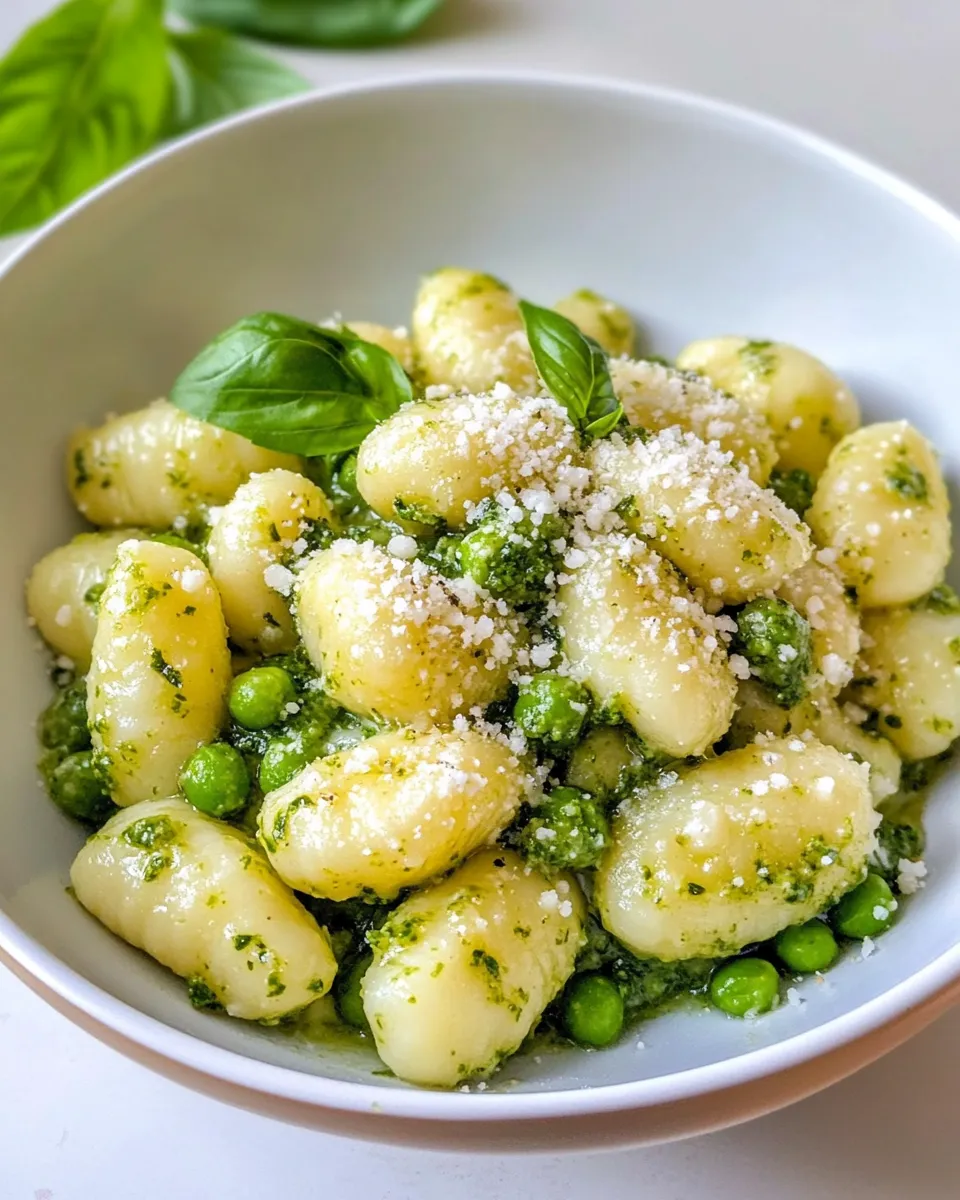 Classic Creamy Basil Pesto Gnocchi with Peas recipe image