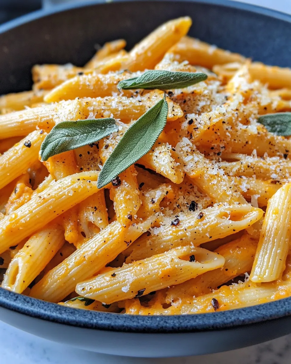 Easy Creamy Butternut Squash Sage Penne food shot