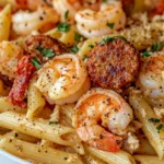Homemade Creamy Cajun Shrimp and Sausage Penne (chicken sausage) recipe photo