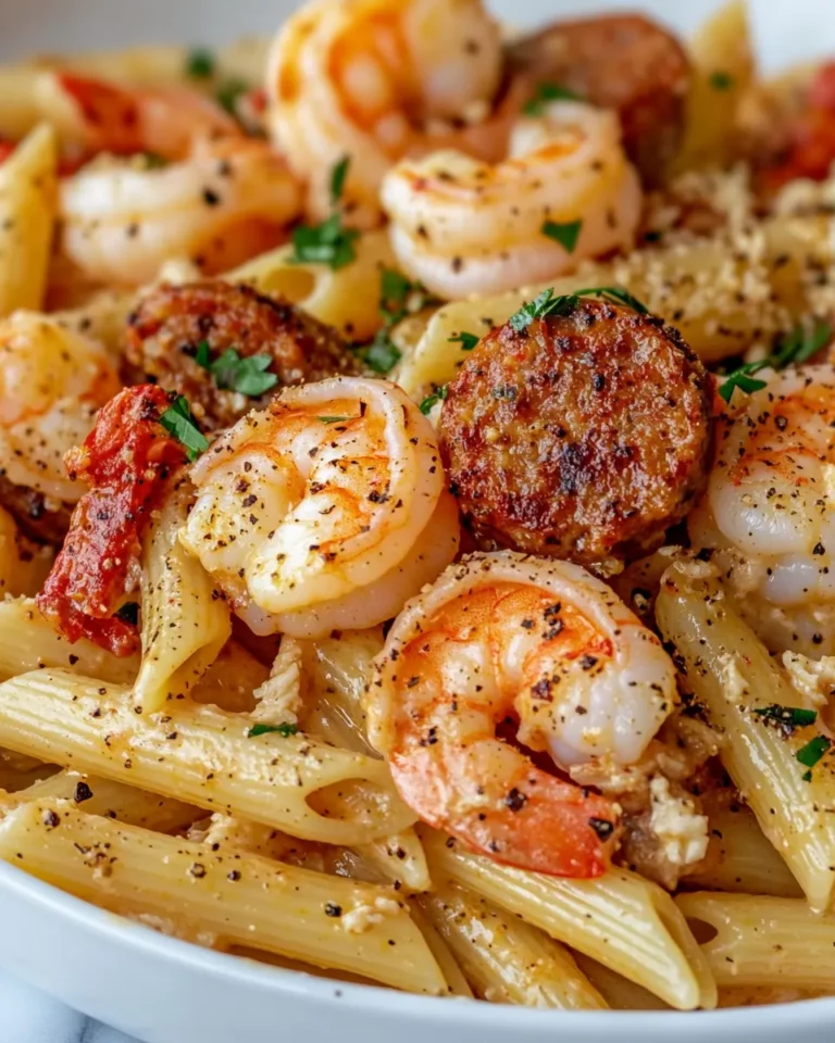 Homemade Creamy Cajun Shrimp and Sausage Penne (chicken sausage) recipe photo