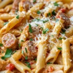 Homemade Creamy Cajun Turkey Sausage Penne recipe photo