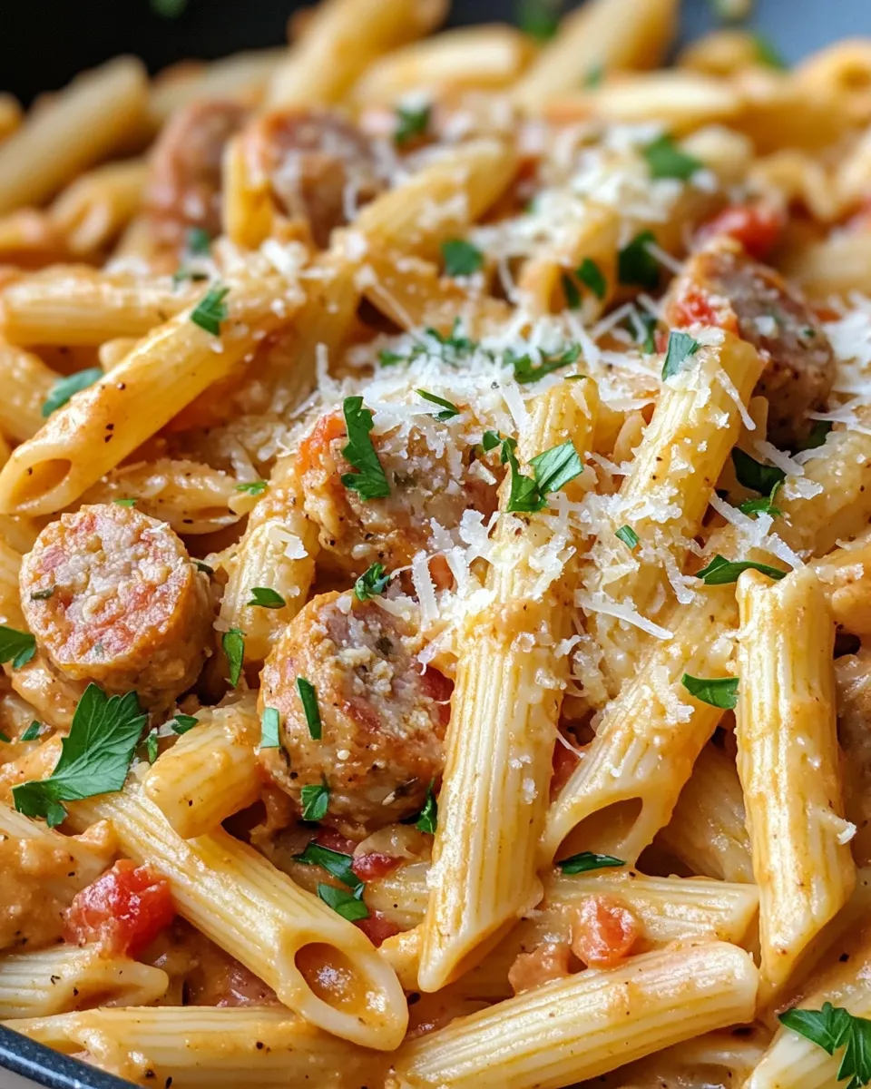 Homemade Creamy Cajun Turkey Sausage Penne recipe photo