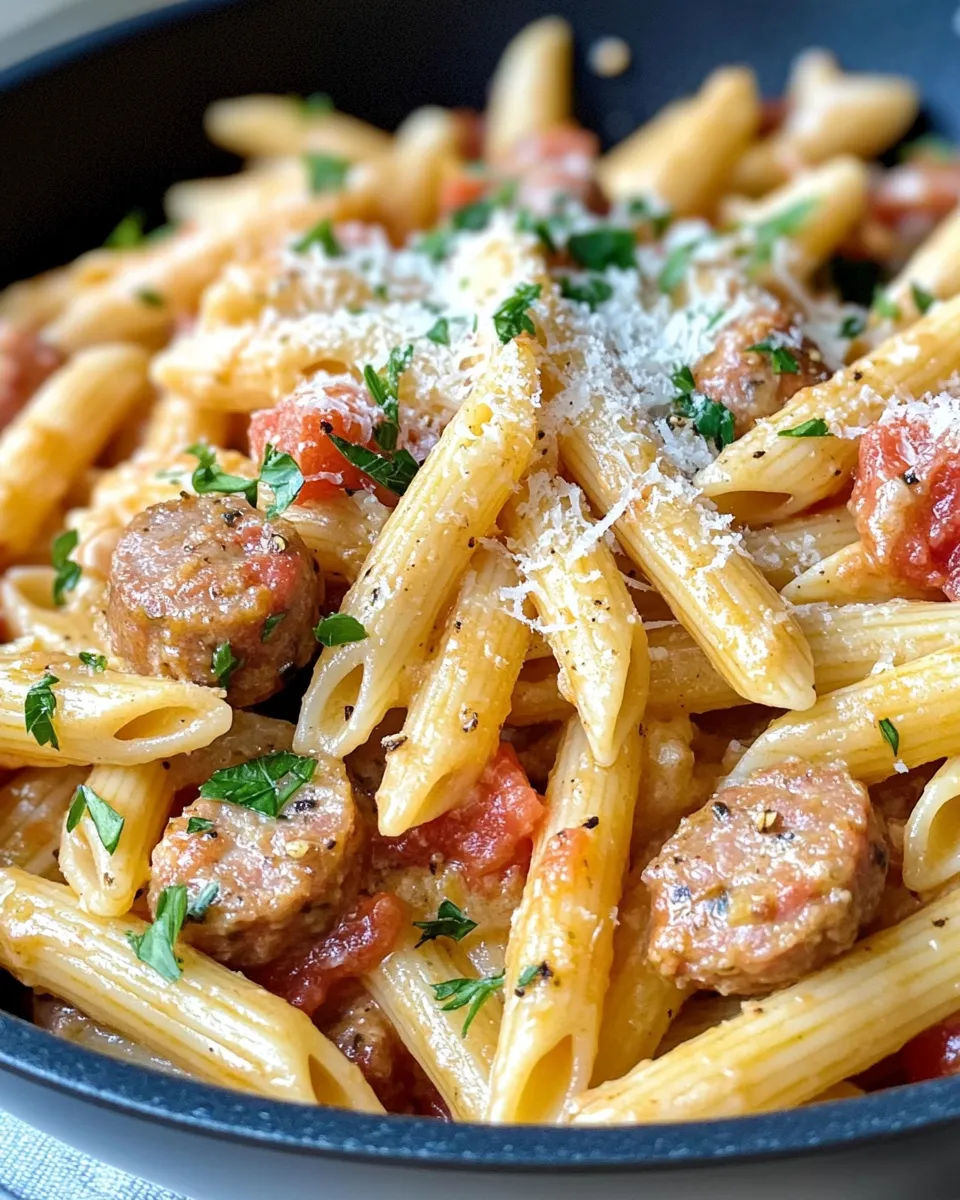 Easy Creamy Cajun Turkey Sausage Penne food shot