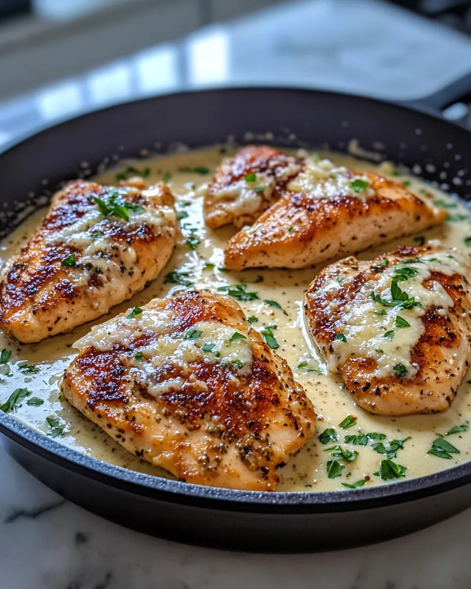 Easy Creamy French-Onion Chicken Skillet food shot