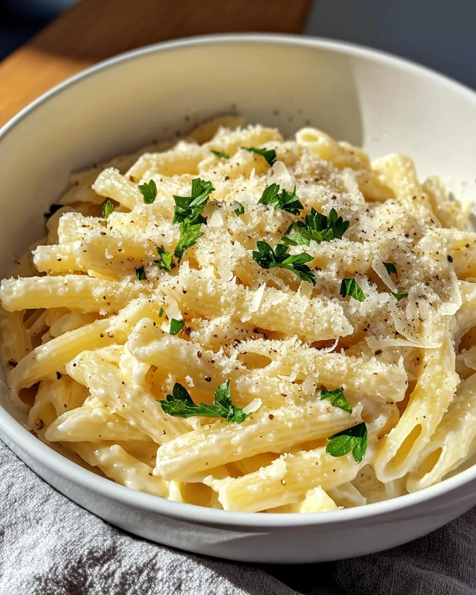 Easy Creamy Garlic Lemon Gemelli food shot