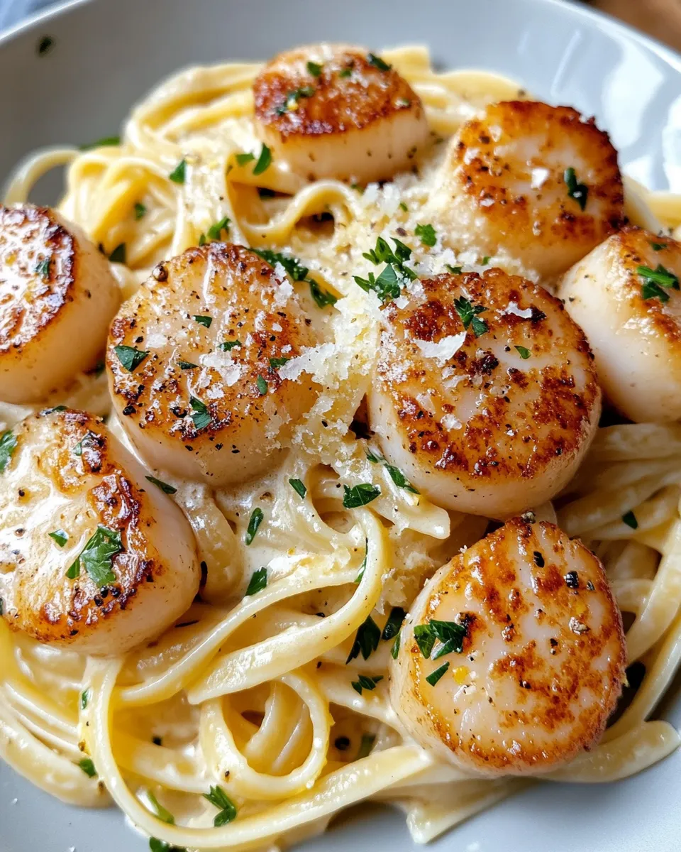 Classic Creamy Garlic Lemon Scallop Linguine dish photo