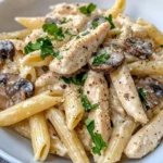 Homemade Creamy Garlic Mushroom Chicken Penne recipe photo