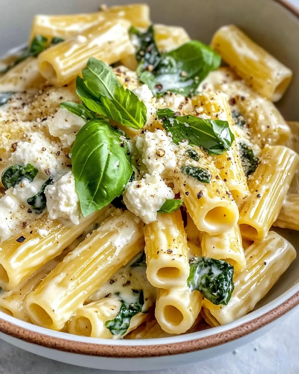 Homemade Creamy Goat Cheese and Herb Rigatoni photo