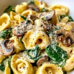 Homemade Creamy Mushroom Spinach Tortellini photo