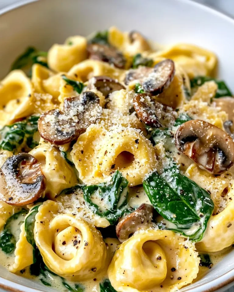 Homemade Creamy Mushroom Spinach Tortellini photo