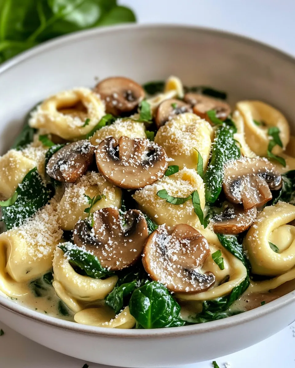 Classic Creamy Mushroom Spinach Tortellini image