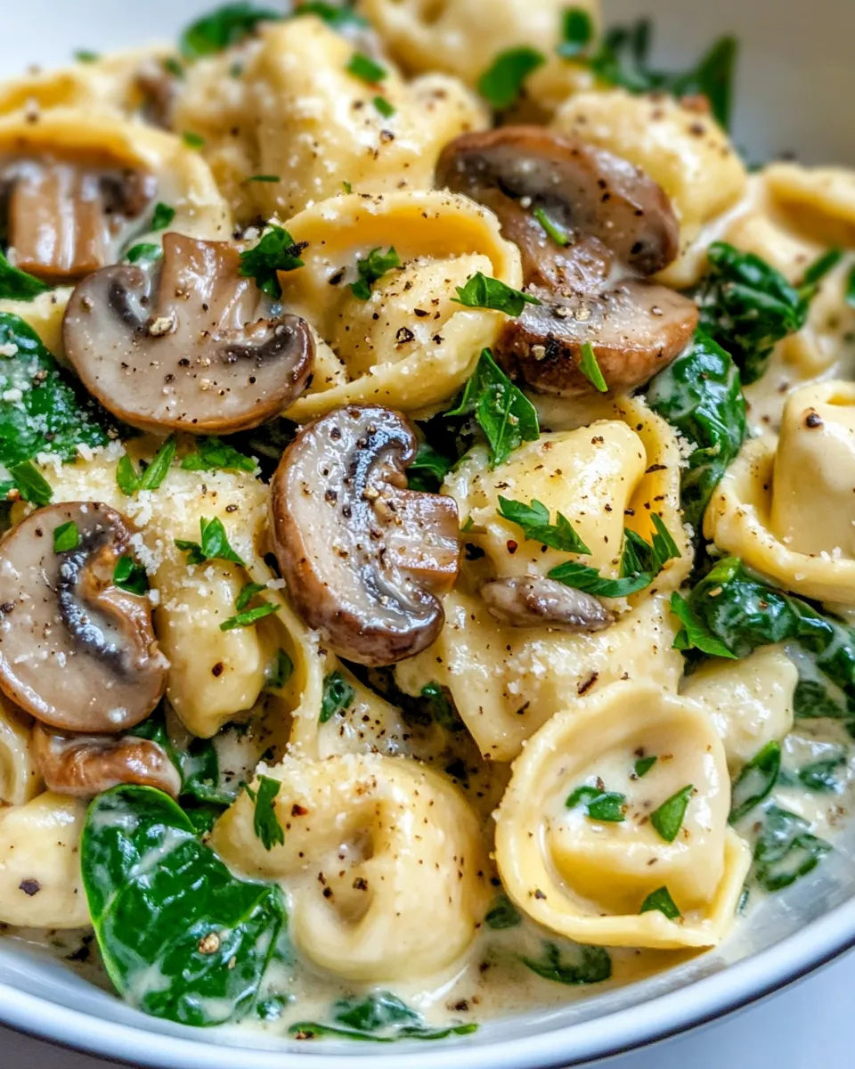 Easy Creamy Mushroom Spinach Tortellini recipe photo