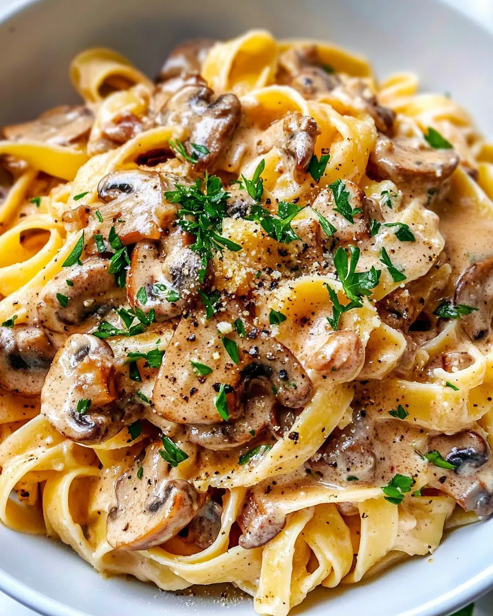 Easy Creamy Mushroom Stroganoff Pasta (Meat-Free) food shot