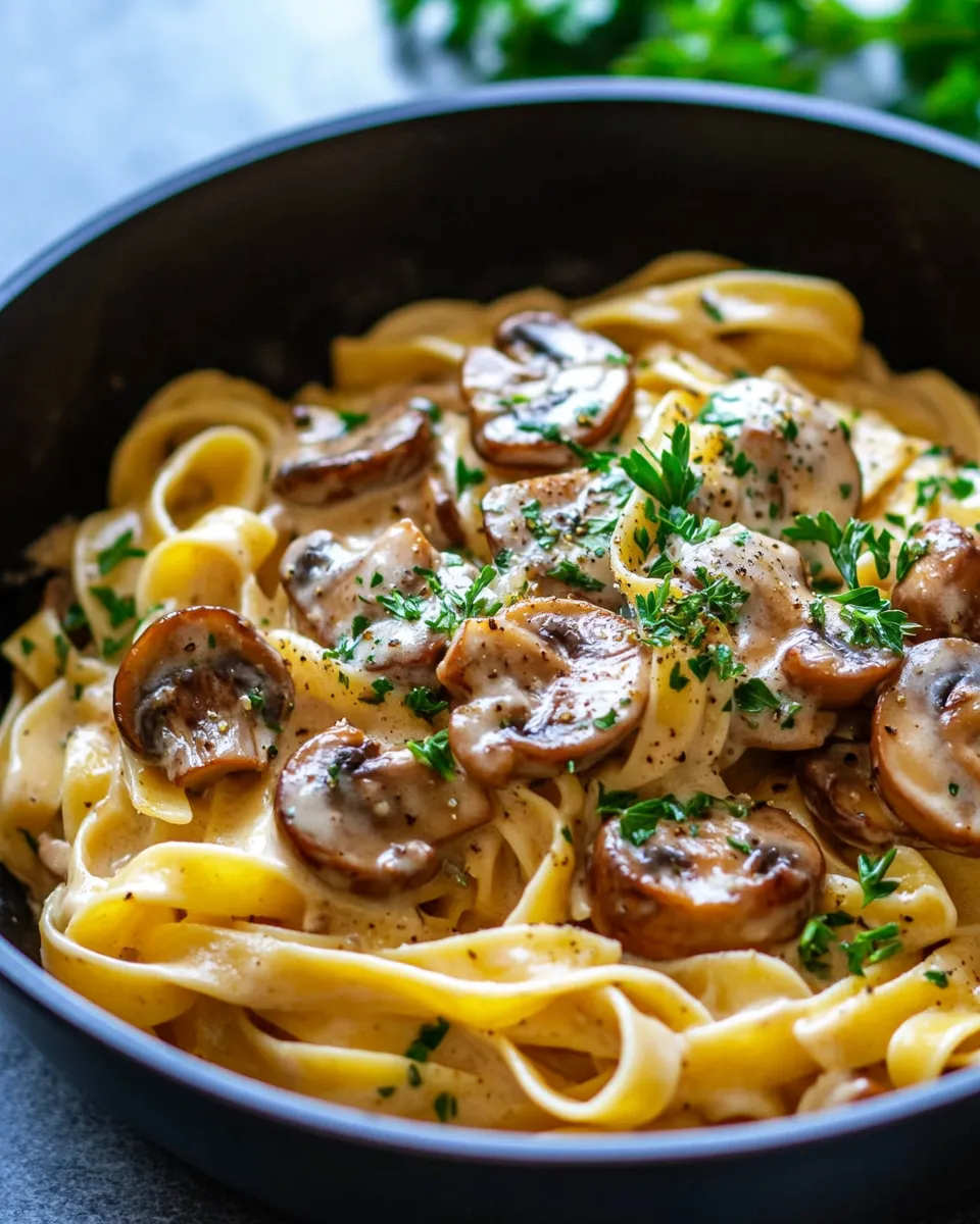 Delicious Creamy Mushroom Stroganoff Pasta (Meat-Free) plate image