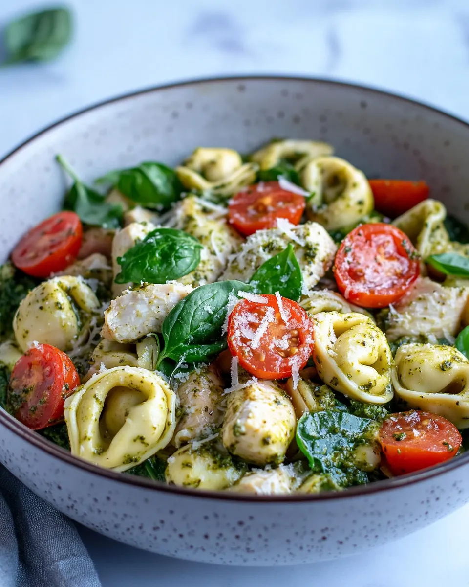 Classic Creamy Pesto Chicken Tortellini Skillet image