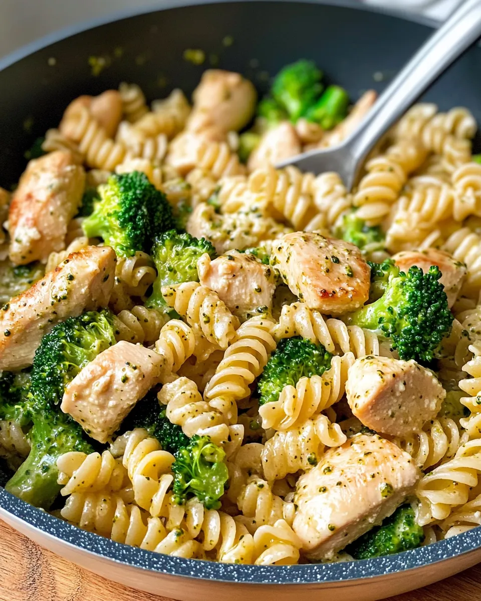 Classic Creamy Pesto Chicken and Broccoli Rotini dish photo