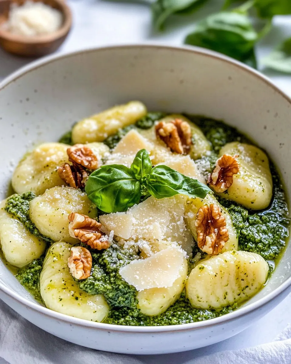 Classic Creamy Pesto Gnocchi with Toasted Walnuts dish photo