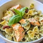 Homemade Creamy Pesto Salmon Farfalle recipe photo