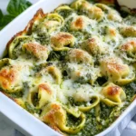 Homemade Creamy Pesto Spinach Tortellini Bake photo