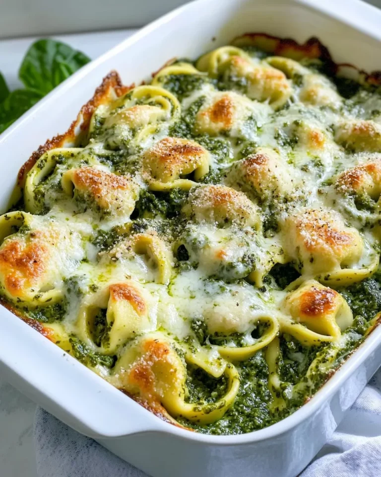 Homemade Creamy Pesto Spinach Tortellini Bake photo