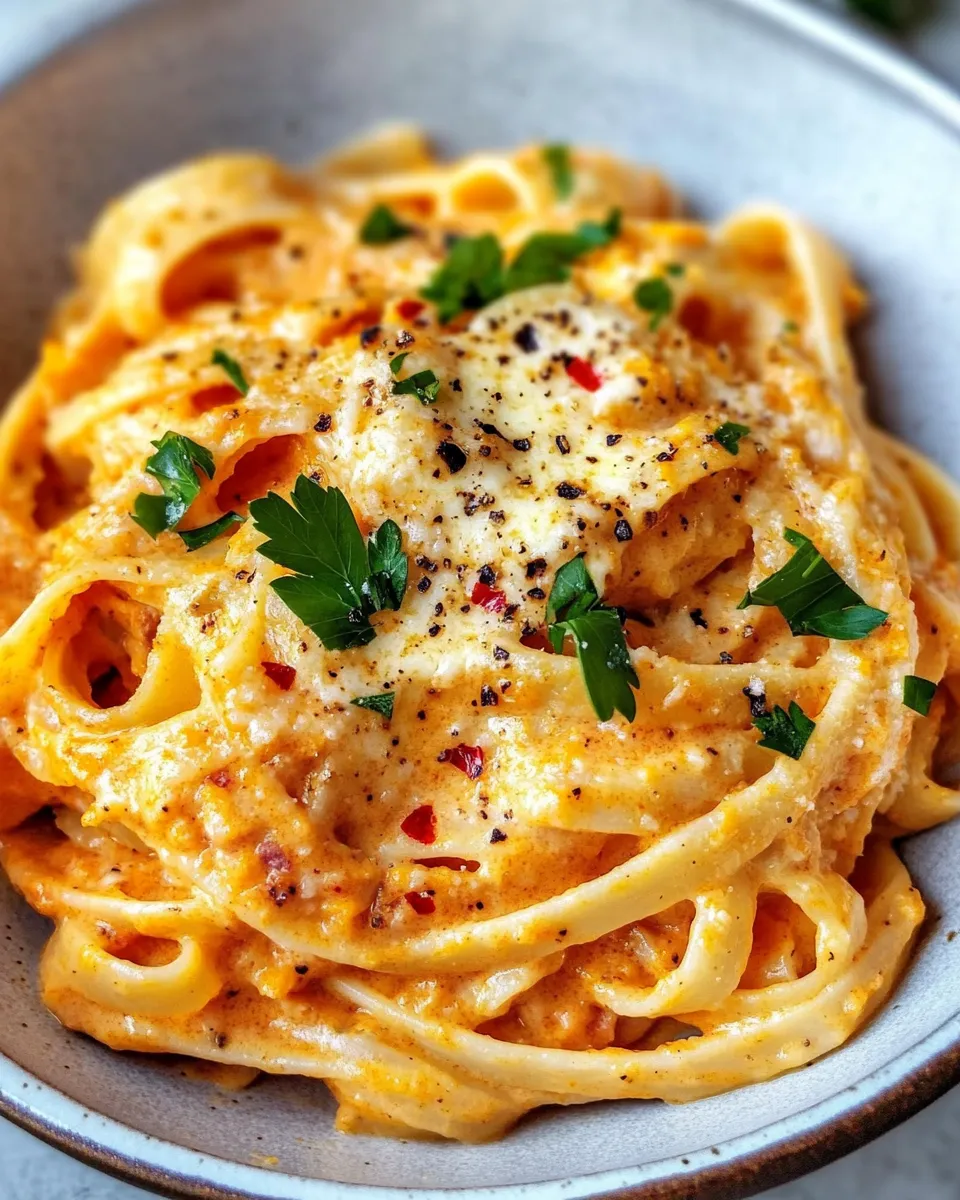 Homemade Creamy Pumpkin Pasta with Chili Flakes photo