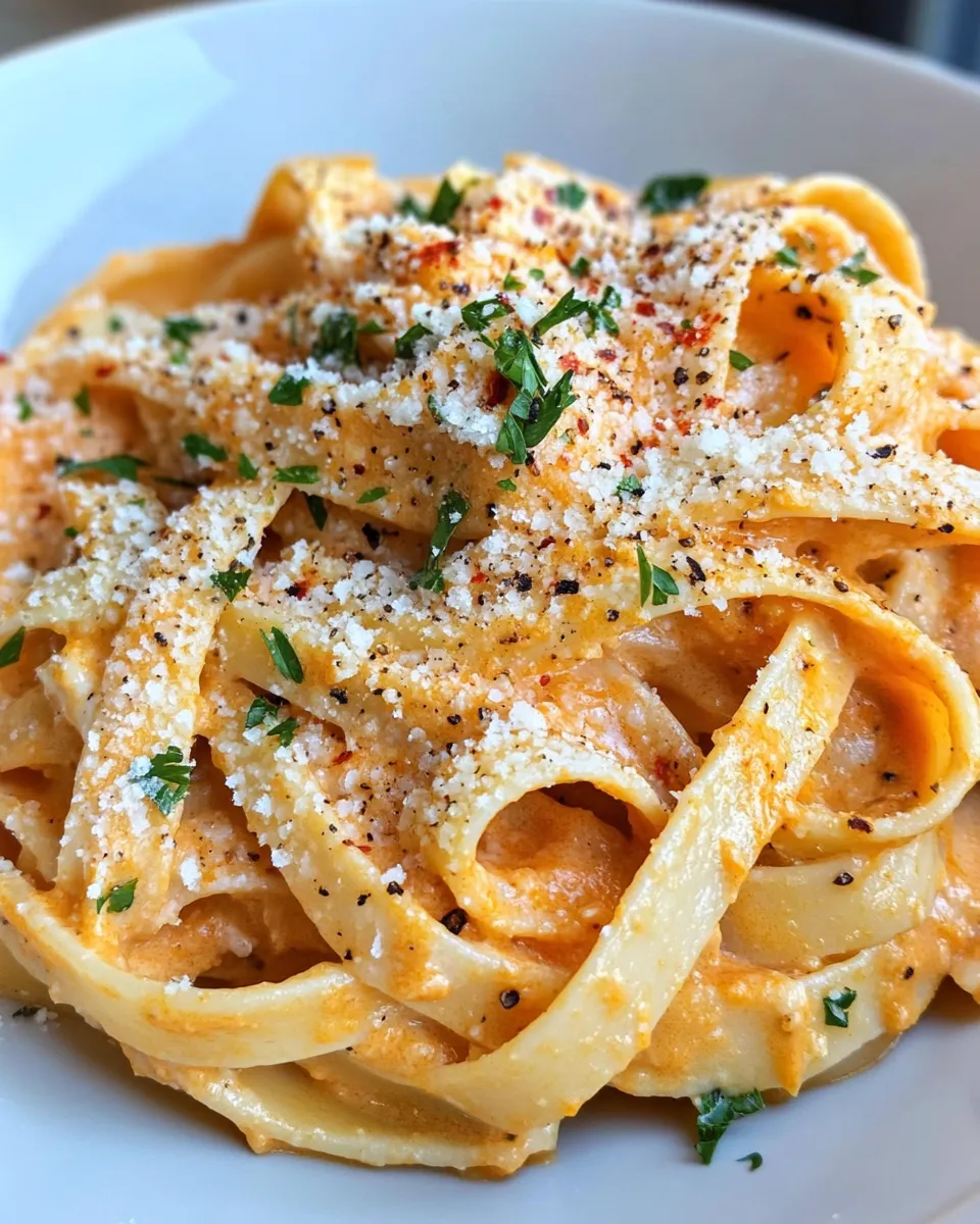 Delicious Creamy Pumpkin Pasta with Chili Flakes shot