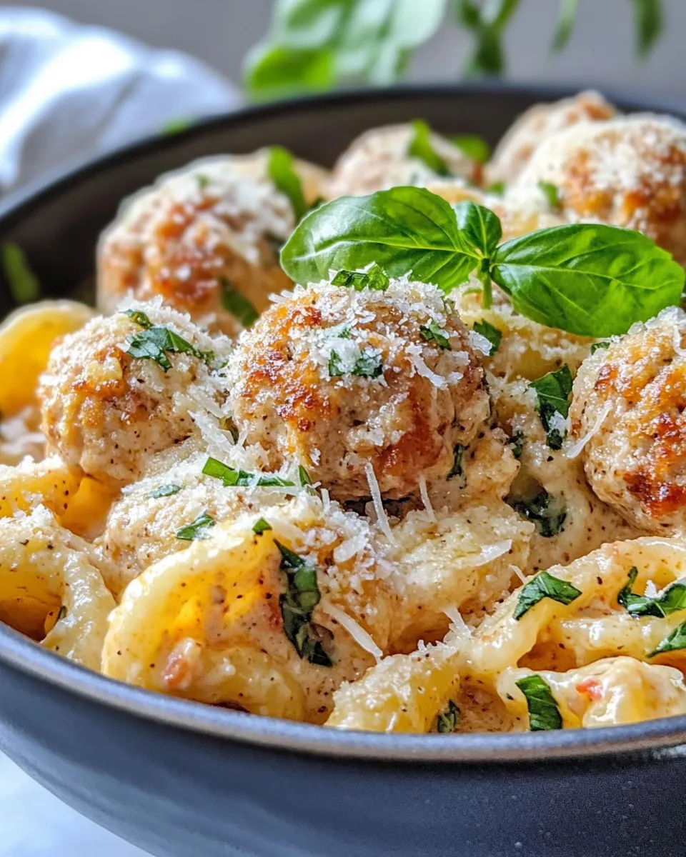 Classic Creamy Red Pepper Turkey Meatball Cavatappi dish photo