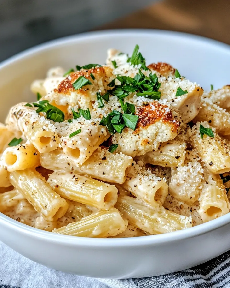 Homemade Creamy Roasted Cauliflower Alfredo Ziti recipe photo