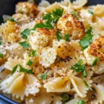 Homemade Creamy Roasted Cauliflower and Leek Farfalle recipe photo