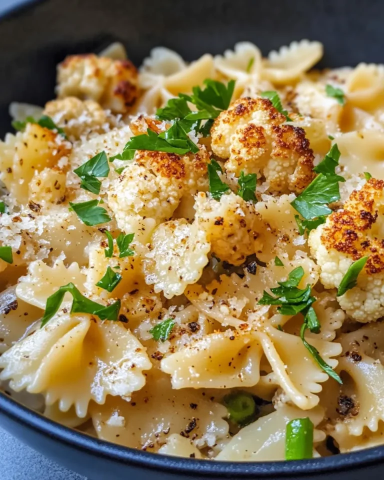 Homemade Creamy Roasted Cauliflower and Leek Farfalle recipe photo