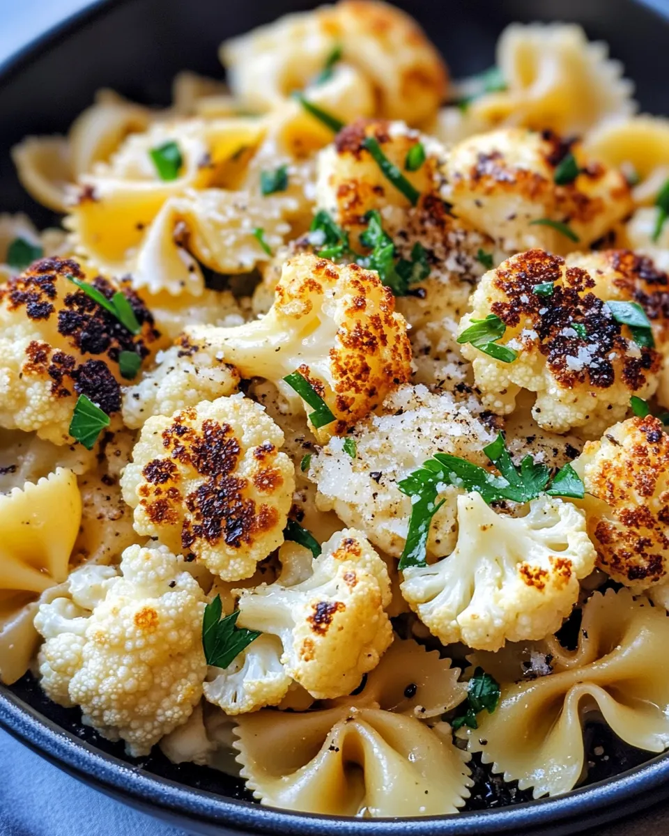 Classic Creamy Roasted Cauliflower and Leek Farfalle dish photo