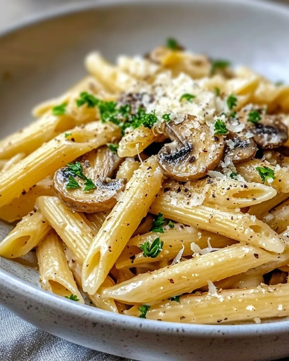 Homemade Creamy Roasted Garlic Mushroom Penne recipe photo