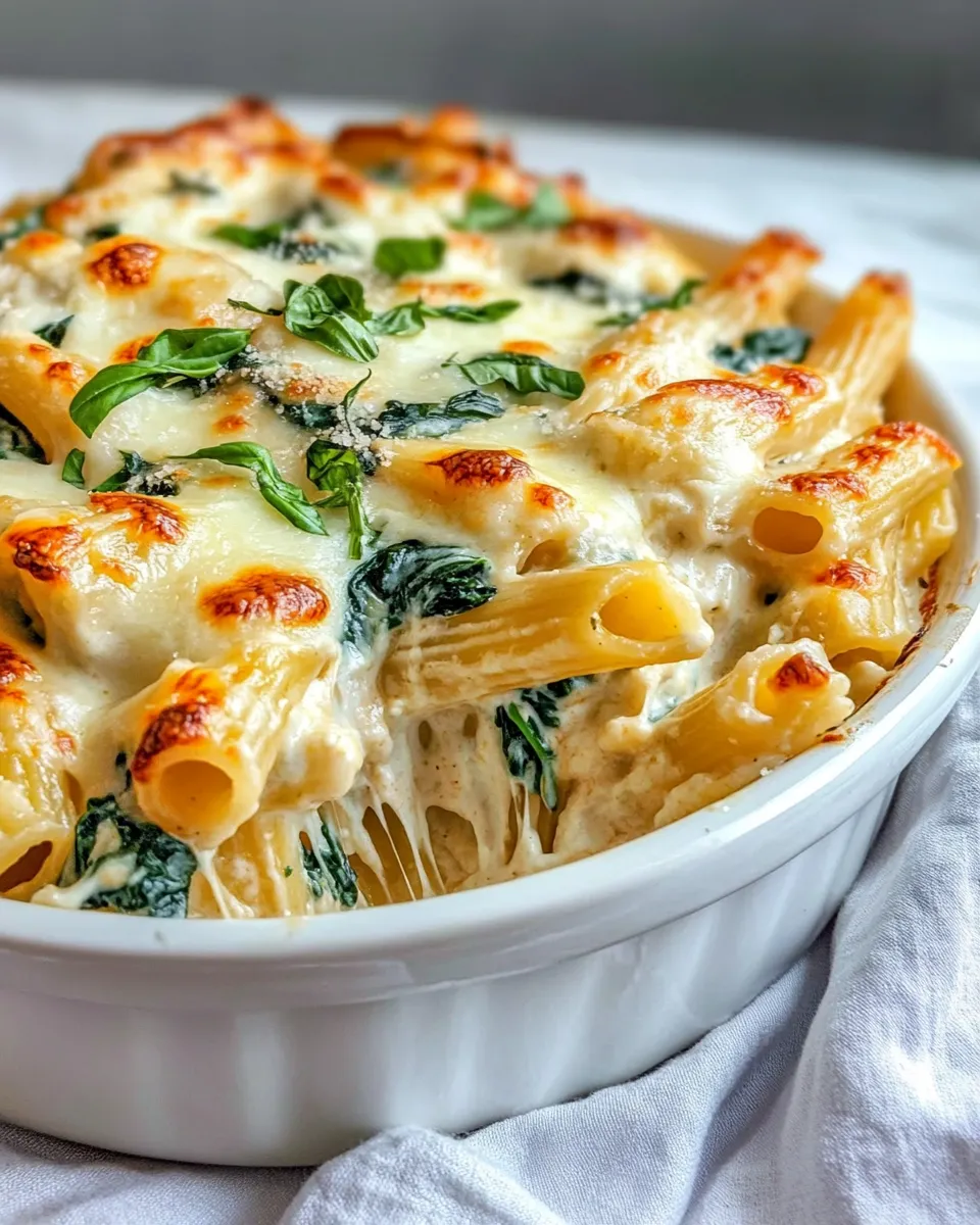 Classic Creamy Roasted Garlic Spinach Ziti recipe image