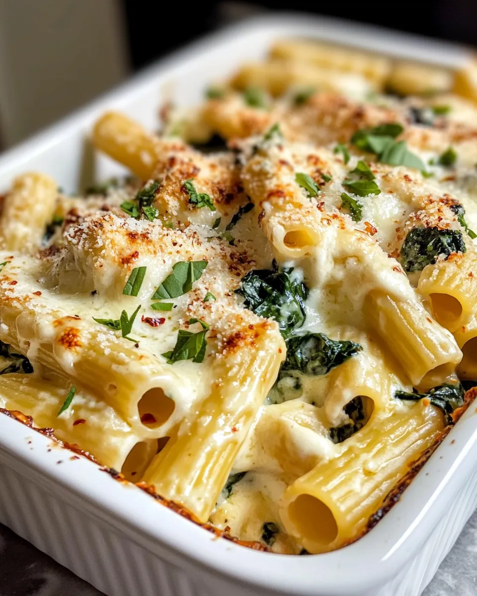 Easy Creamy Roasted Garlic Spinach Ziti dish photo