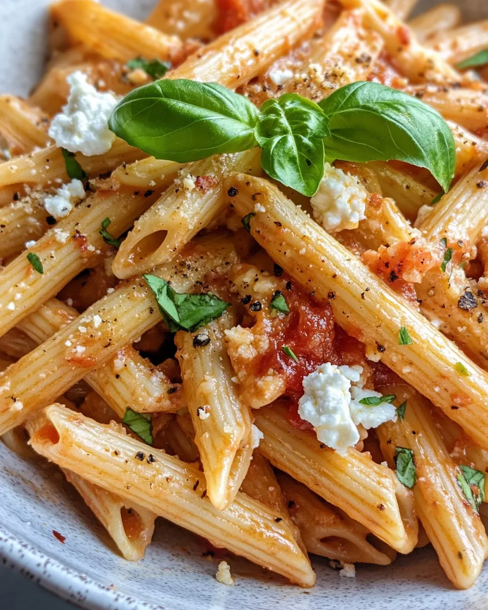 Easy Creamy Roasted Red Pepper Goat Cheese Penne recipe photo