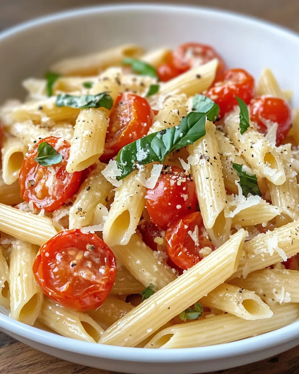 Delicious Creamy Roasted Tomato-Basil Penne plate image