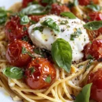 Homemade Creamy Roasted Tomato Burrata Spaghetti photo