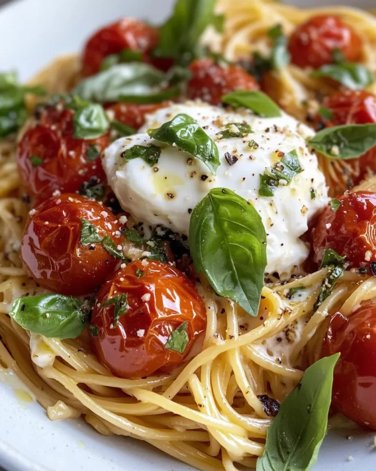 Homemade Creamy Roasted Tomato Burrata Spaghetti photo