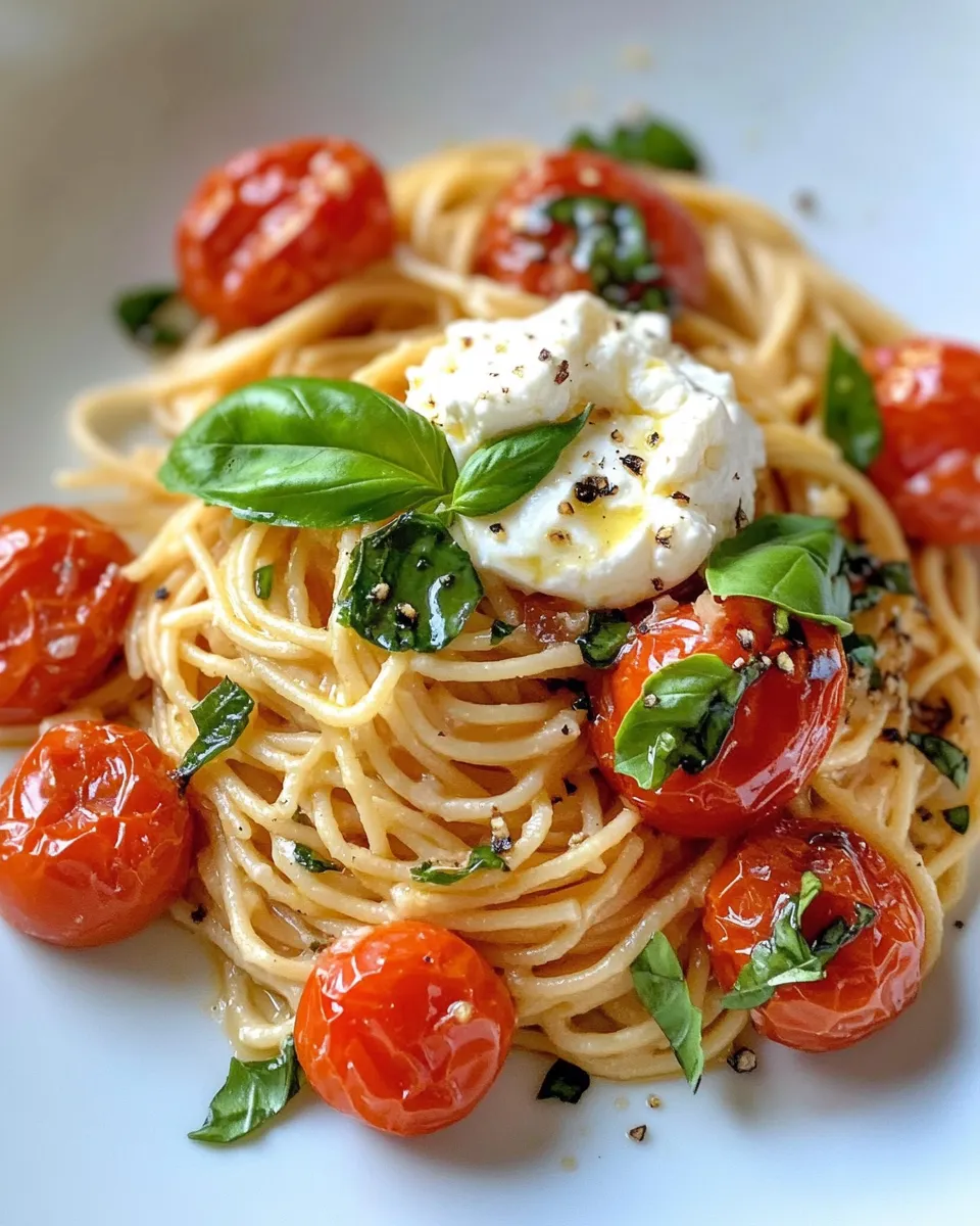Classic Creamy Roasted Tomato Burrata Spaghetti image